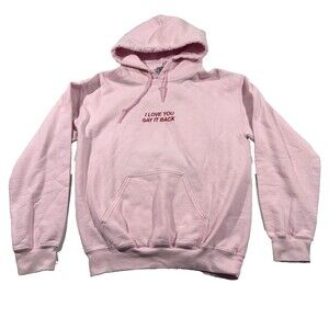 Lonely Ghost I Love You Say It Back Pink Hoodie Sweatshirt Pullover Womens Sz S